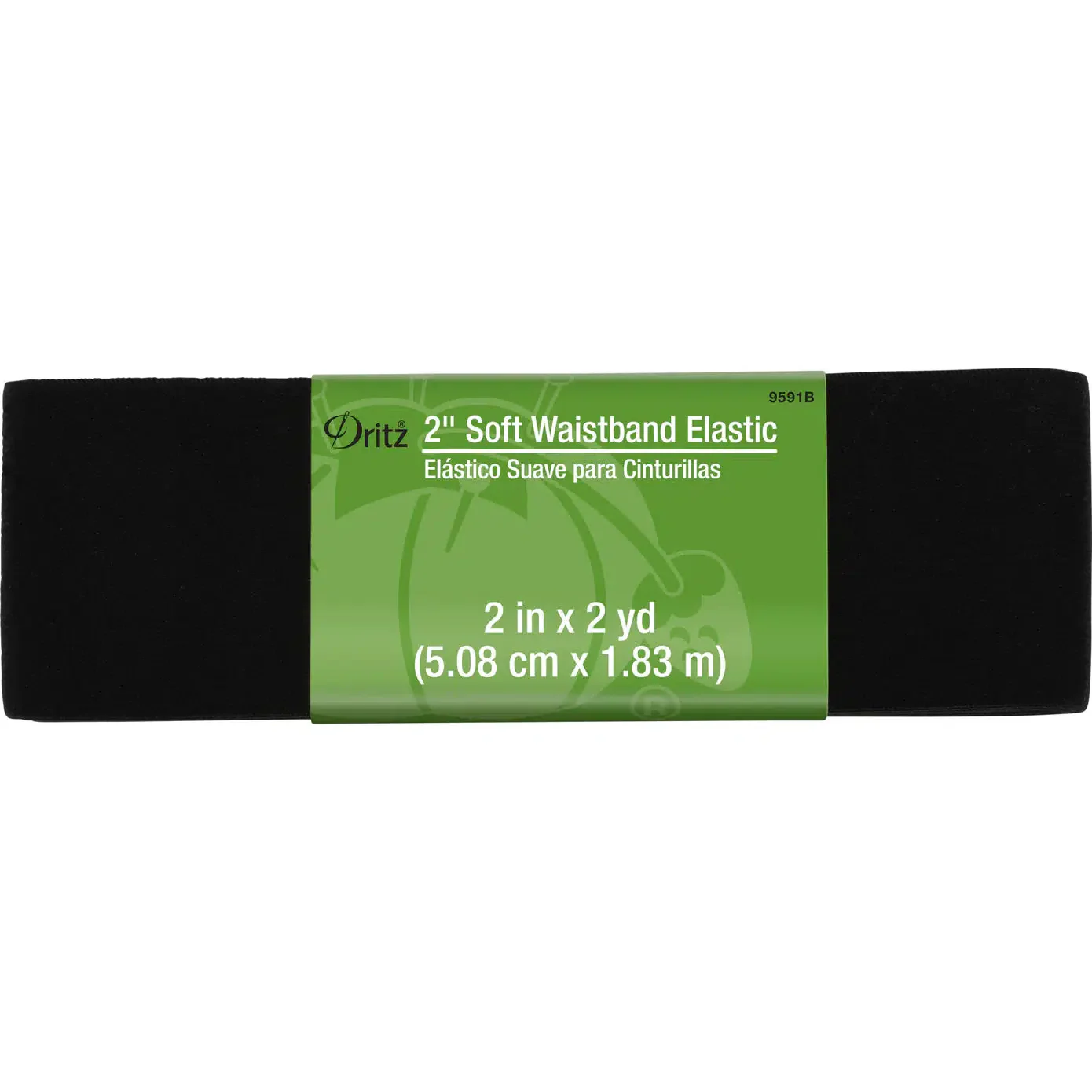 2" Soft Waistband Elastic, 2yds - Black