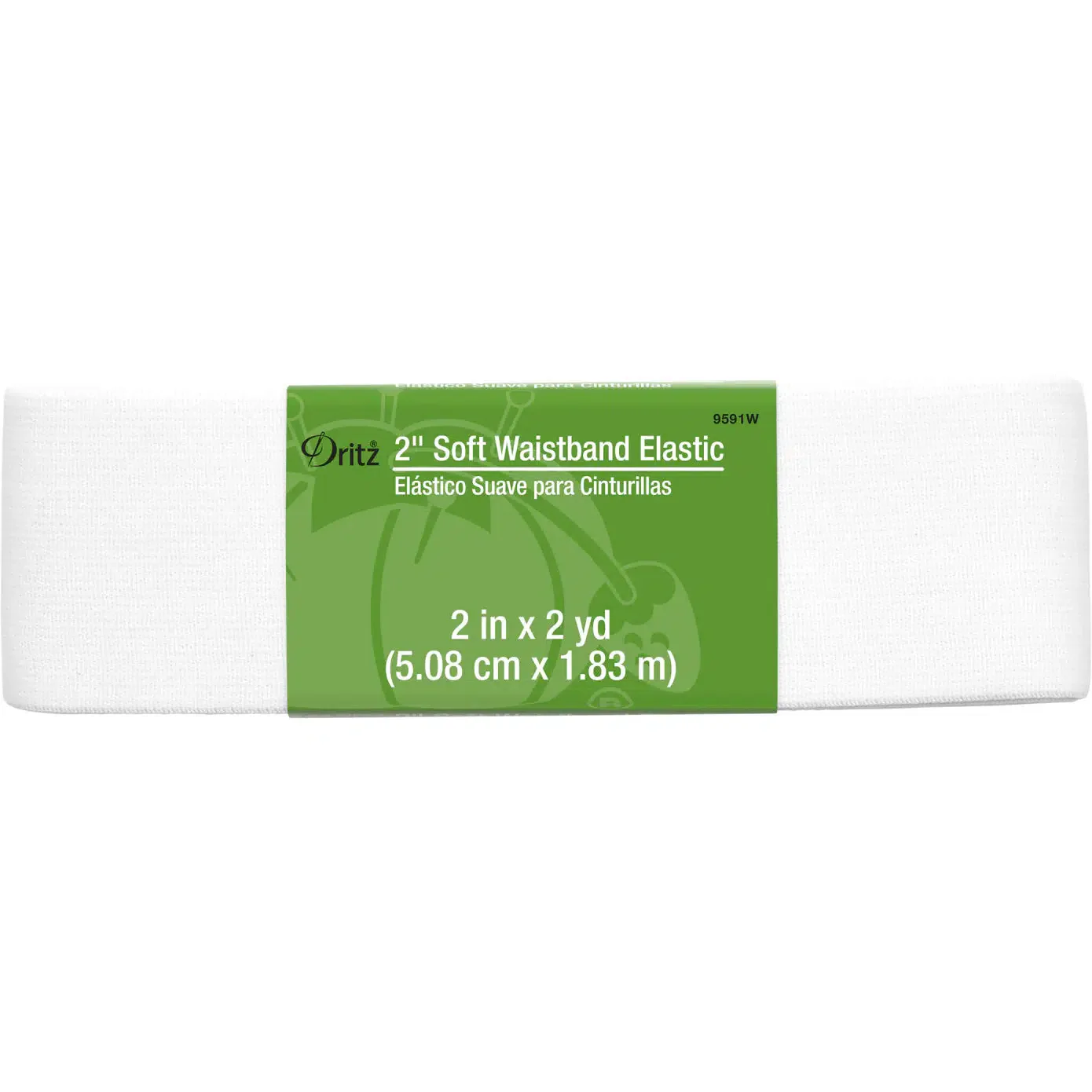 2" Soft Waistband Elastic, 2yds - White