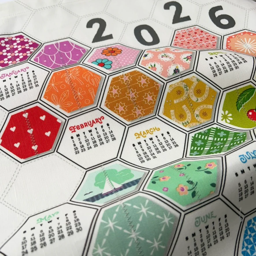 2026 Tea Towel Calendar - Rainbow Hexies - Image 3