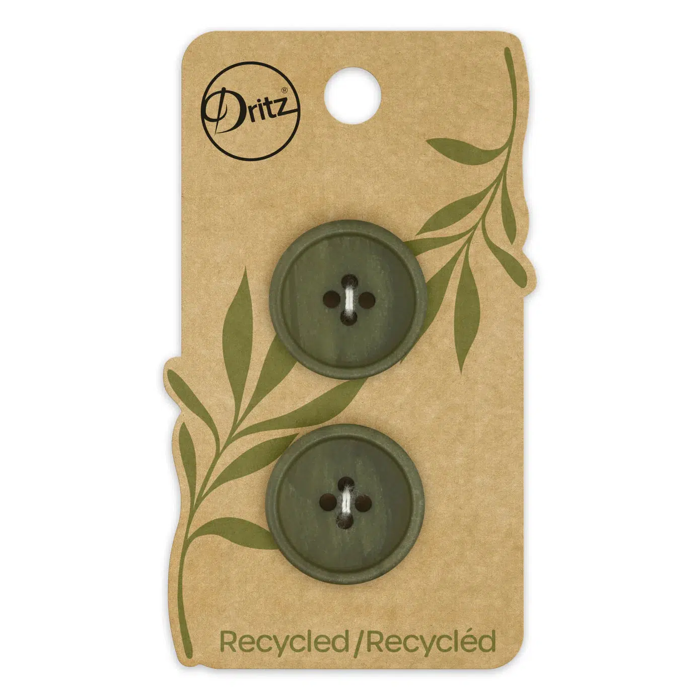 23mm Recycled Paper Buttons - Dark Olive
