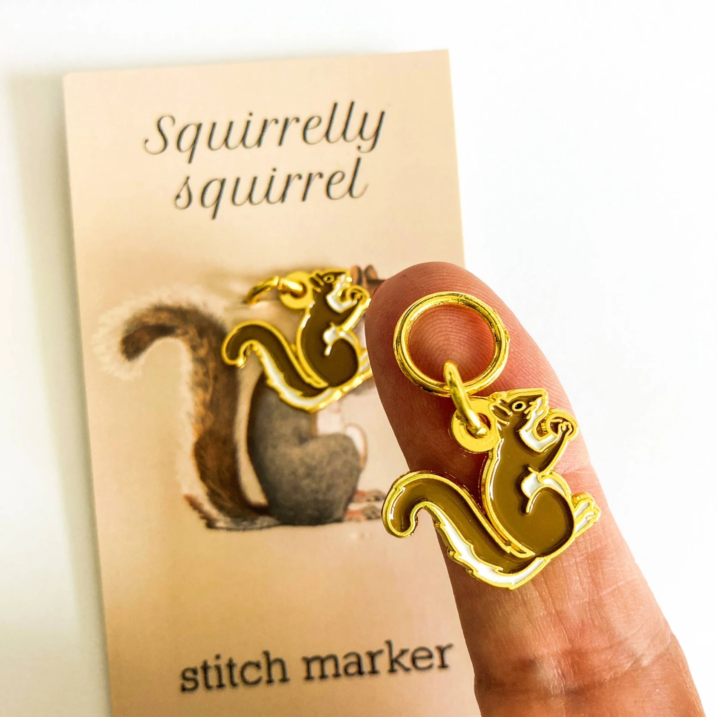 Squirrelly Squirrel Round Stitch Marker - Single