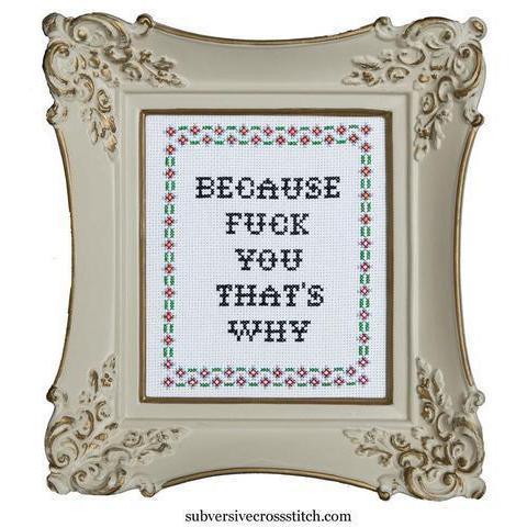 Because Fuck You Deluxe Cross Stitch Kit