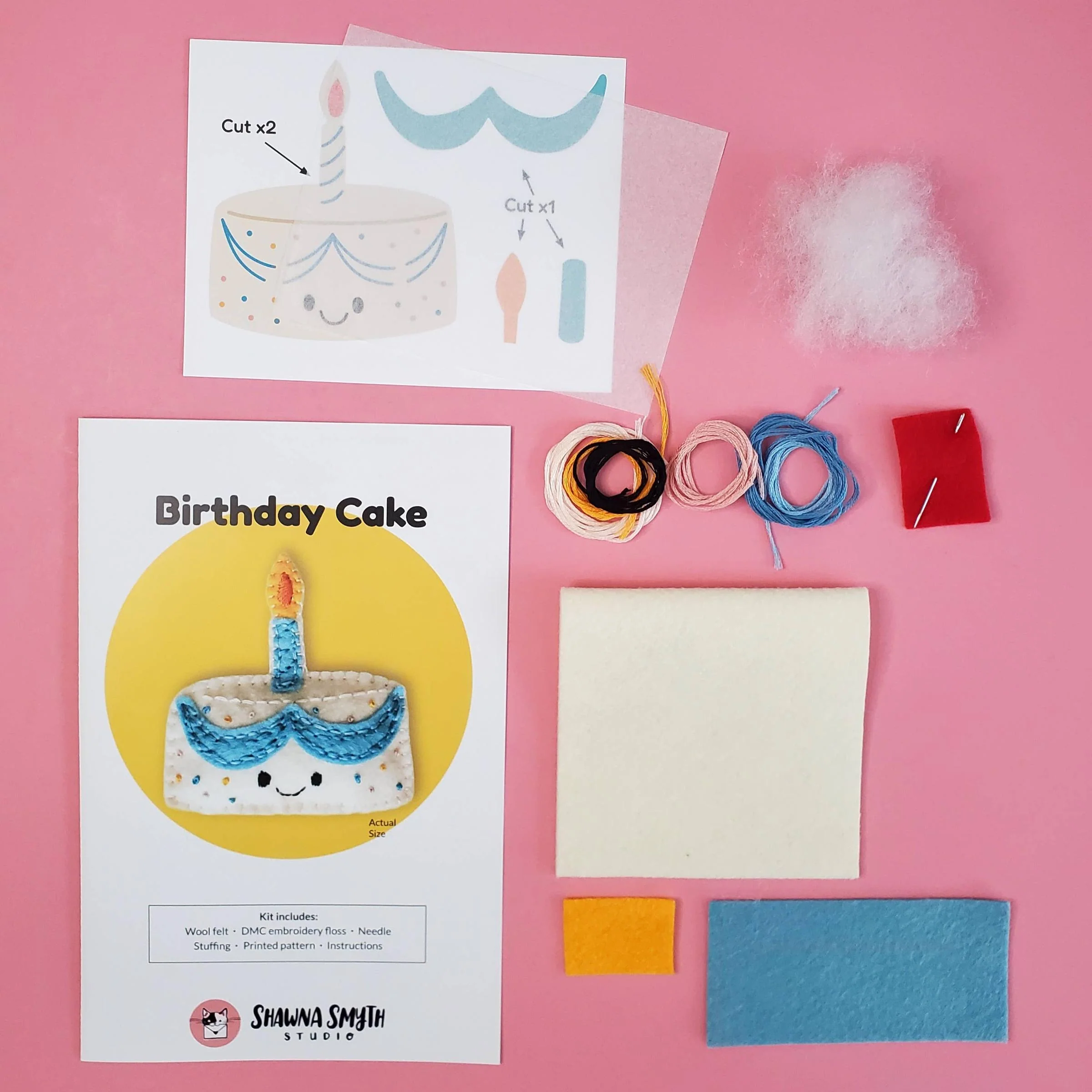 Birthday Cake Felt Hand Stitching Kit - Image 3