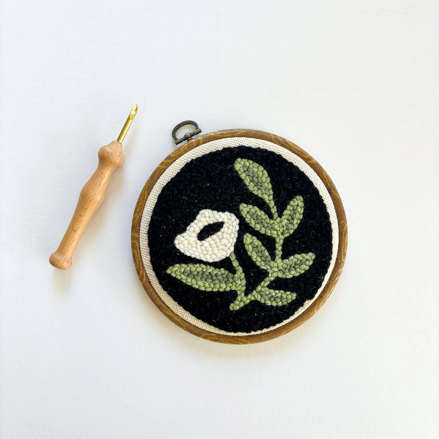 Black Floral Punch Needle Kit