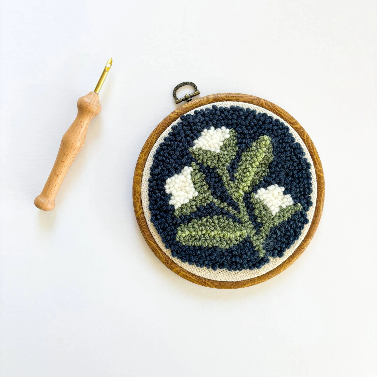 Blue Floral Punch Needle Kit