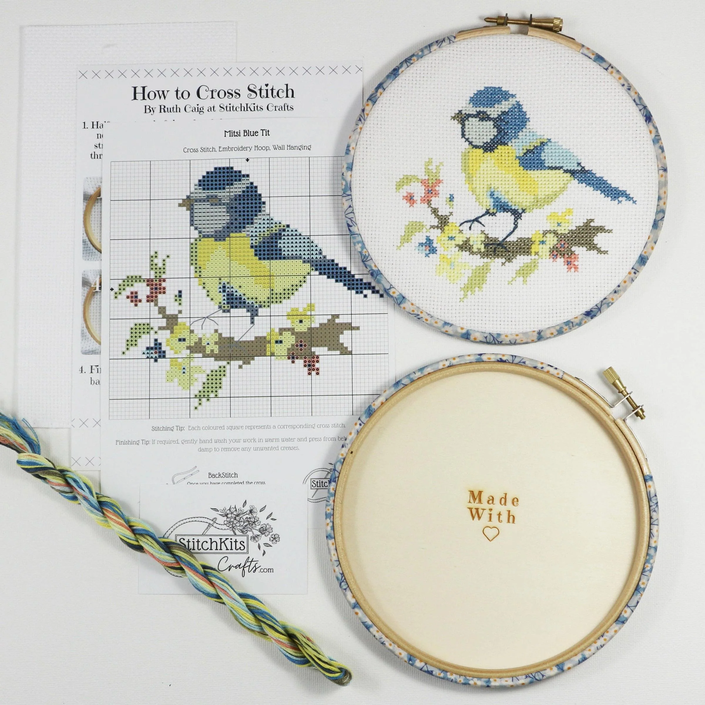 Blue Tit With Yellow Blossom Cross Stitch Kit - Image 3