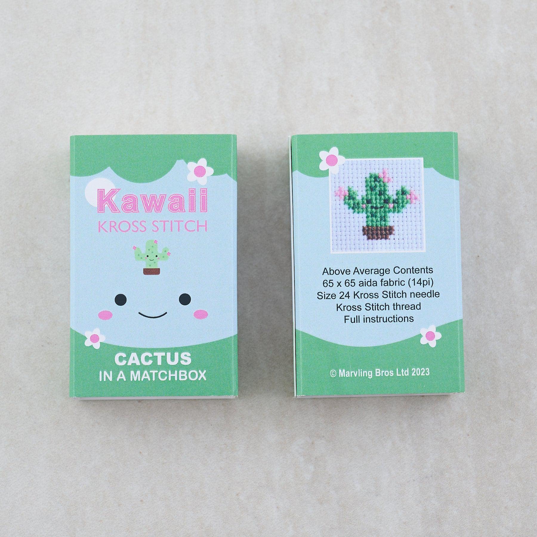 Kawaii Cactus Mini Cross Stitch Kit in a Matchbox - Image 2