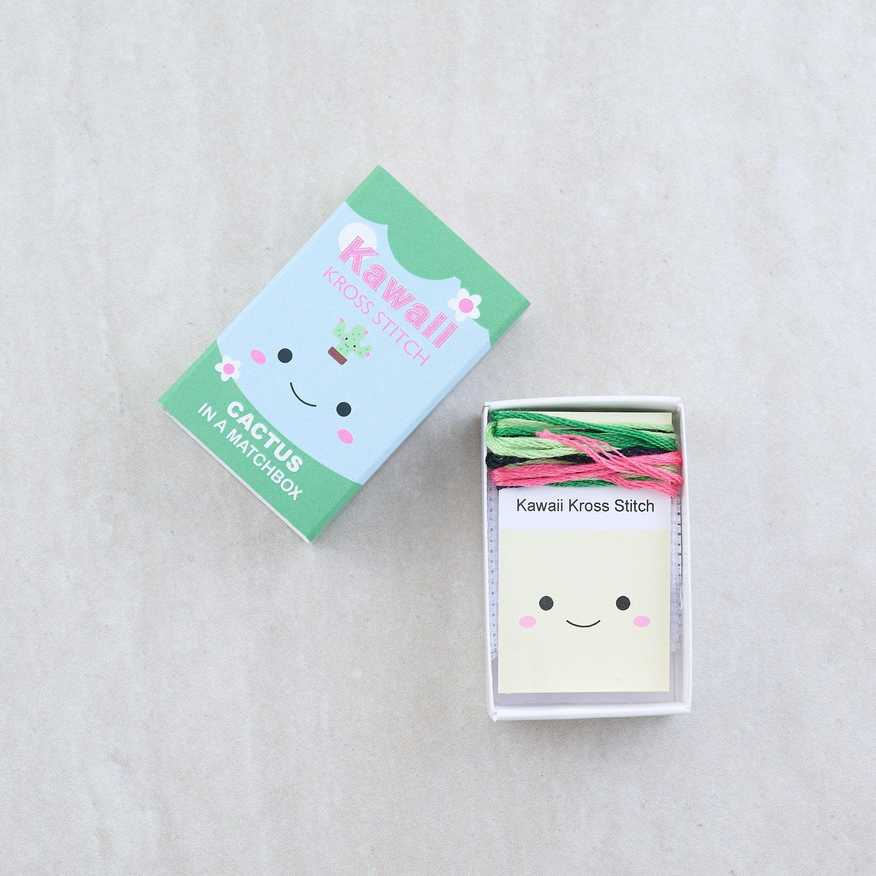 Kawaii Cactus Mini Cross Stitch Kit in a Matchbox - Image 5