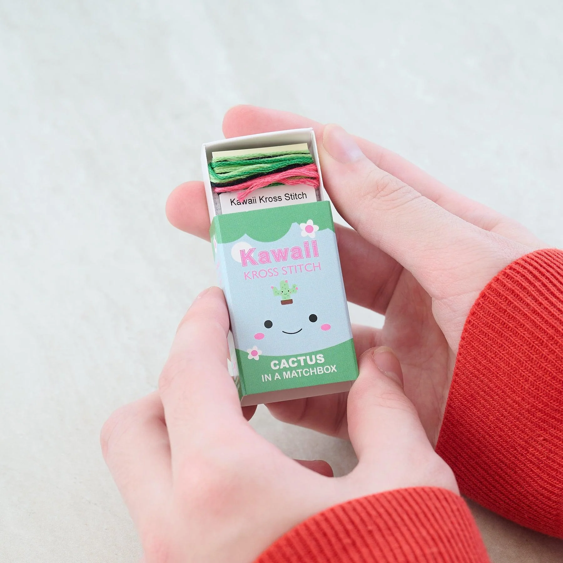 Kawaii Cactus Mini Cross Stitch Kit in a Matchbox - Image 6
