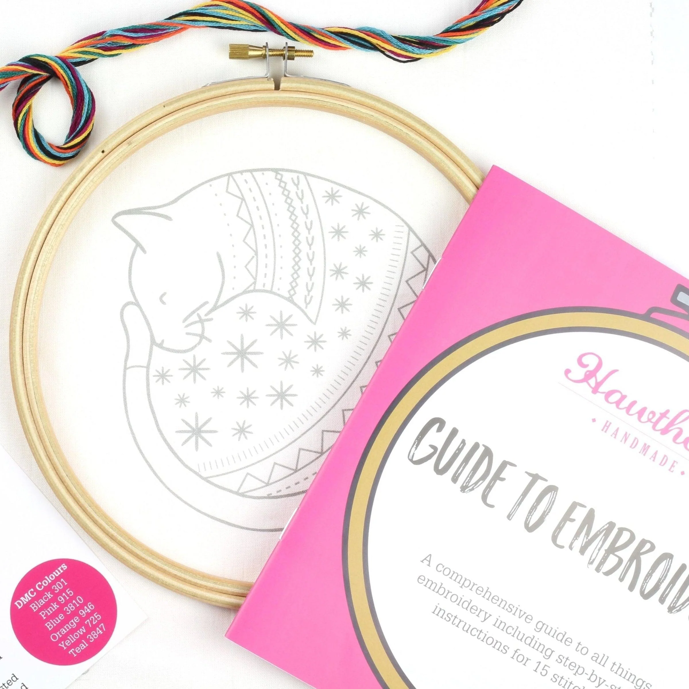 Cat on White Embroidery Kit - Image 3