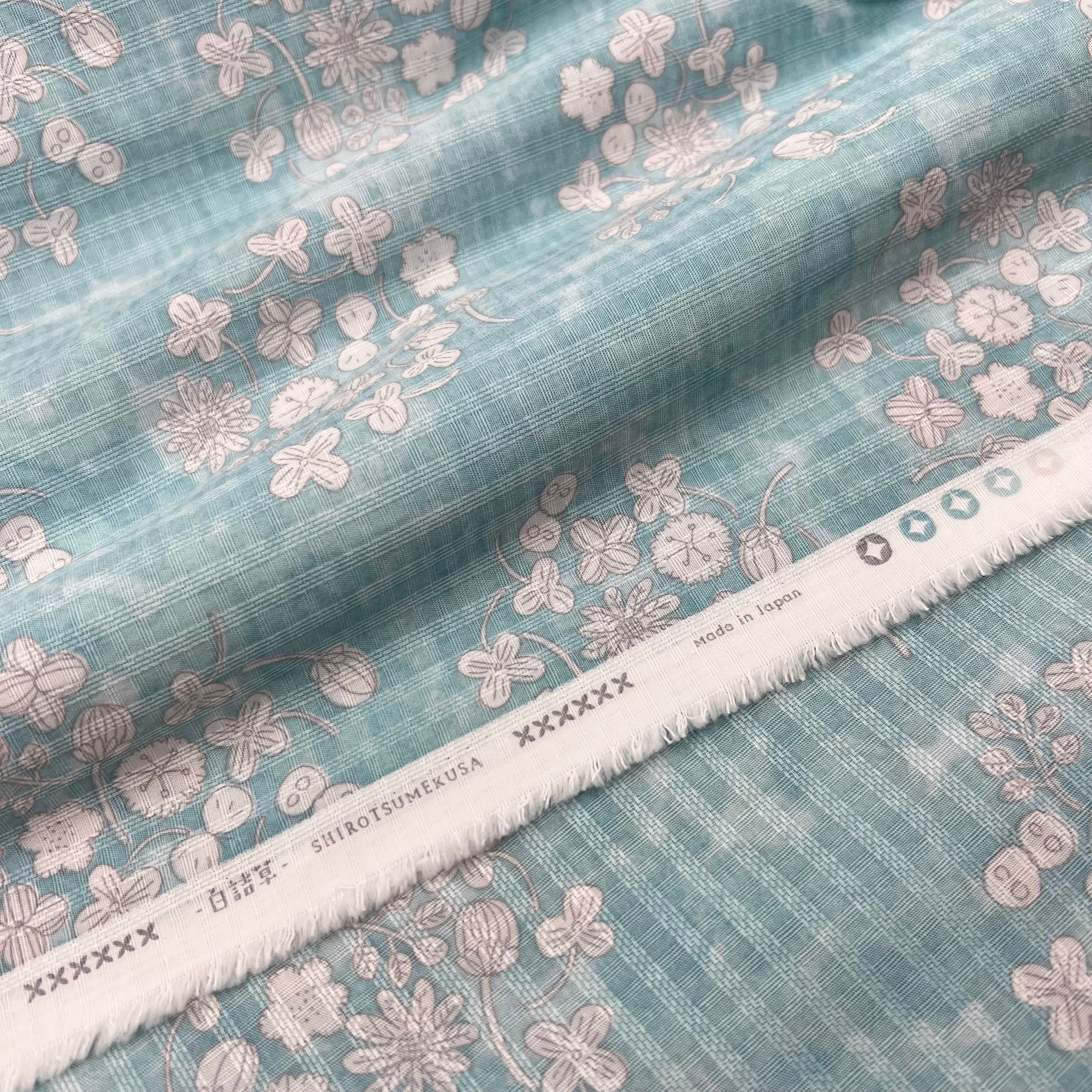 Clover Clusters Blue on Cotton Dobby - Image 2