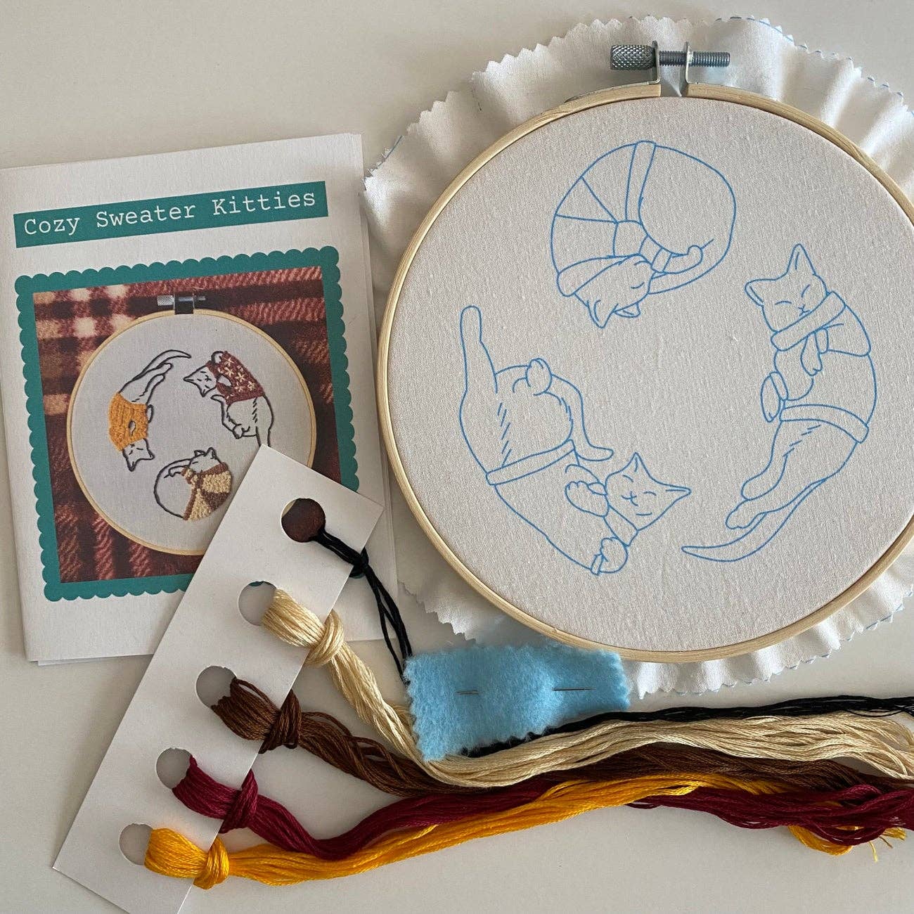 Cozy Sweater Kitties Embroidery Kit - Image 2