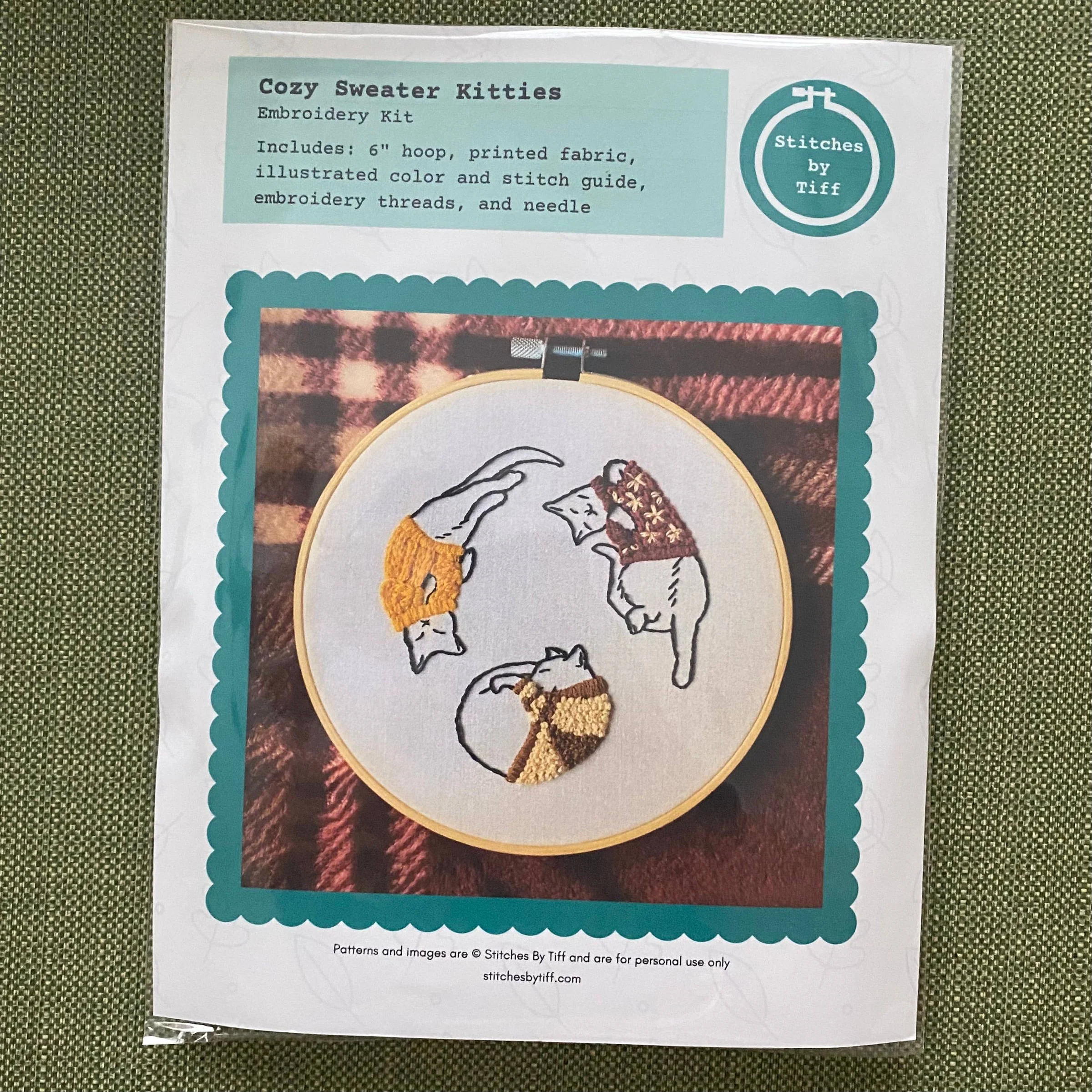 Cozy Sweater Kitties Embroidery Kit - Image 3