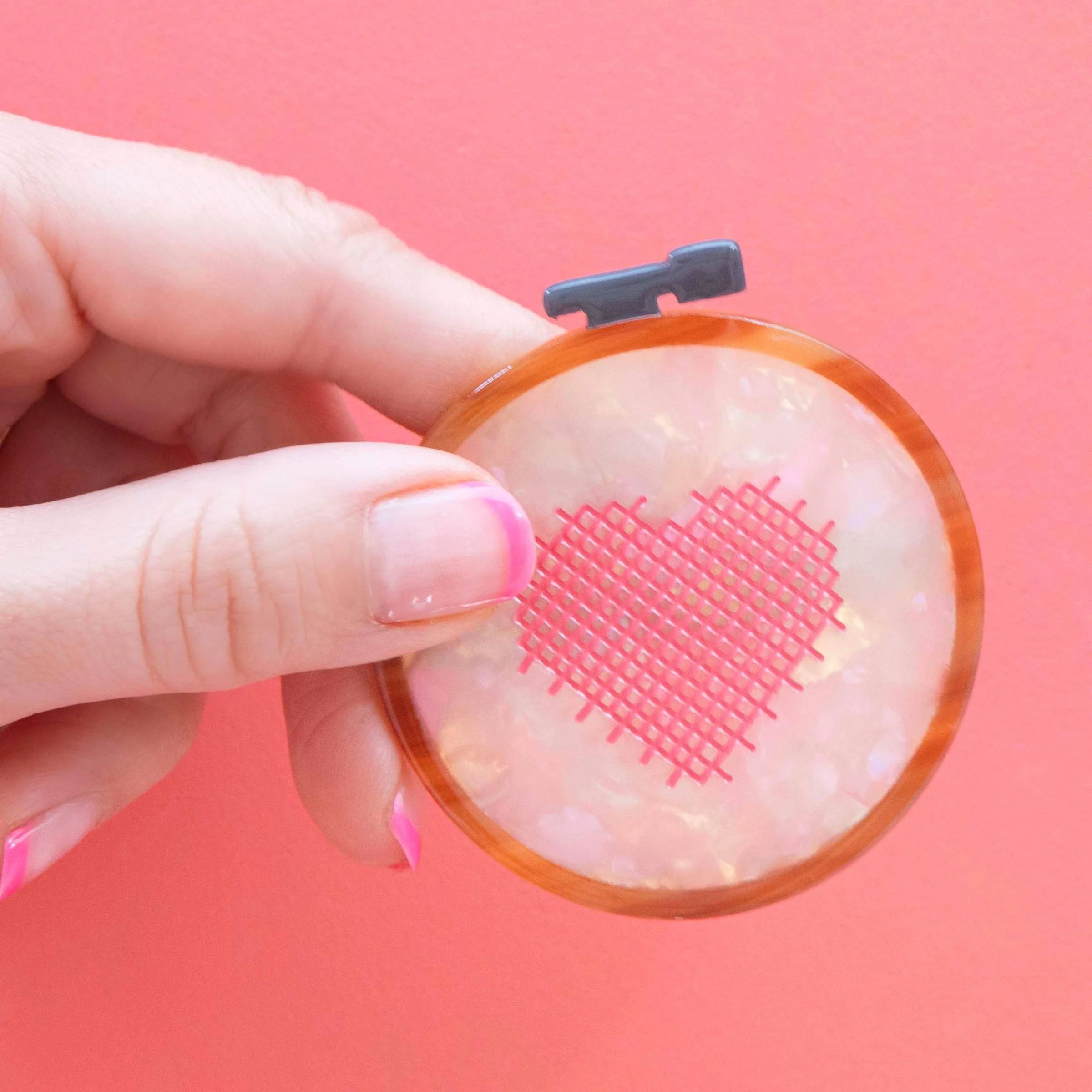 Cross Stitch Embroidery Hoop French Barrette Hair Clip