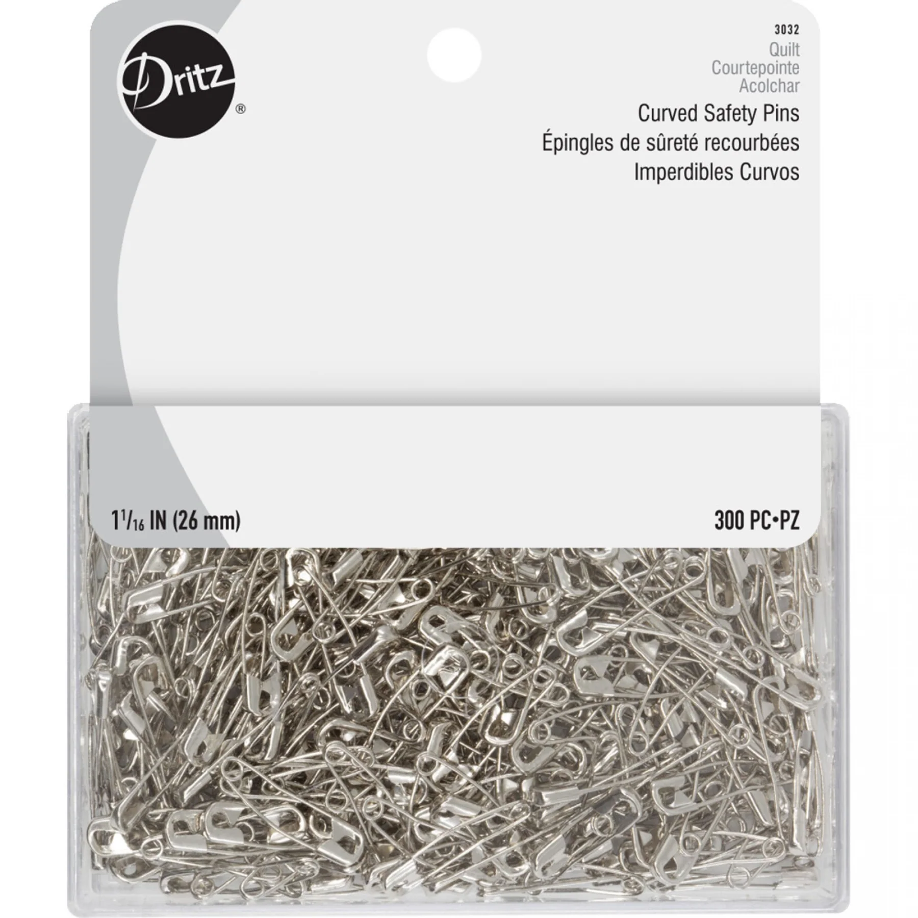 Curved Safety Pins - 1 1/16 inch - 300ct