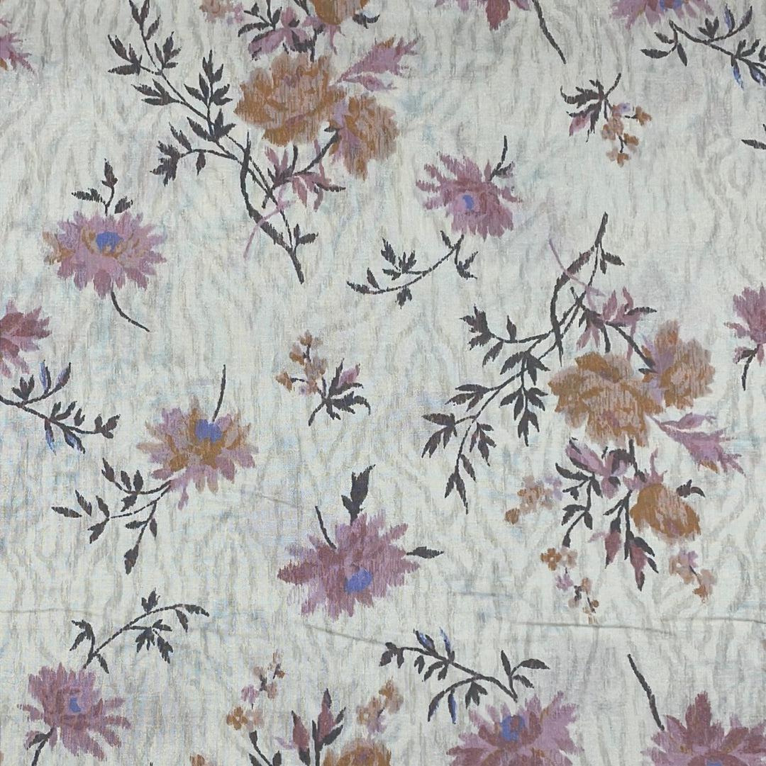 Delicate Peachy Floral on Cotton Shirting