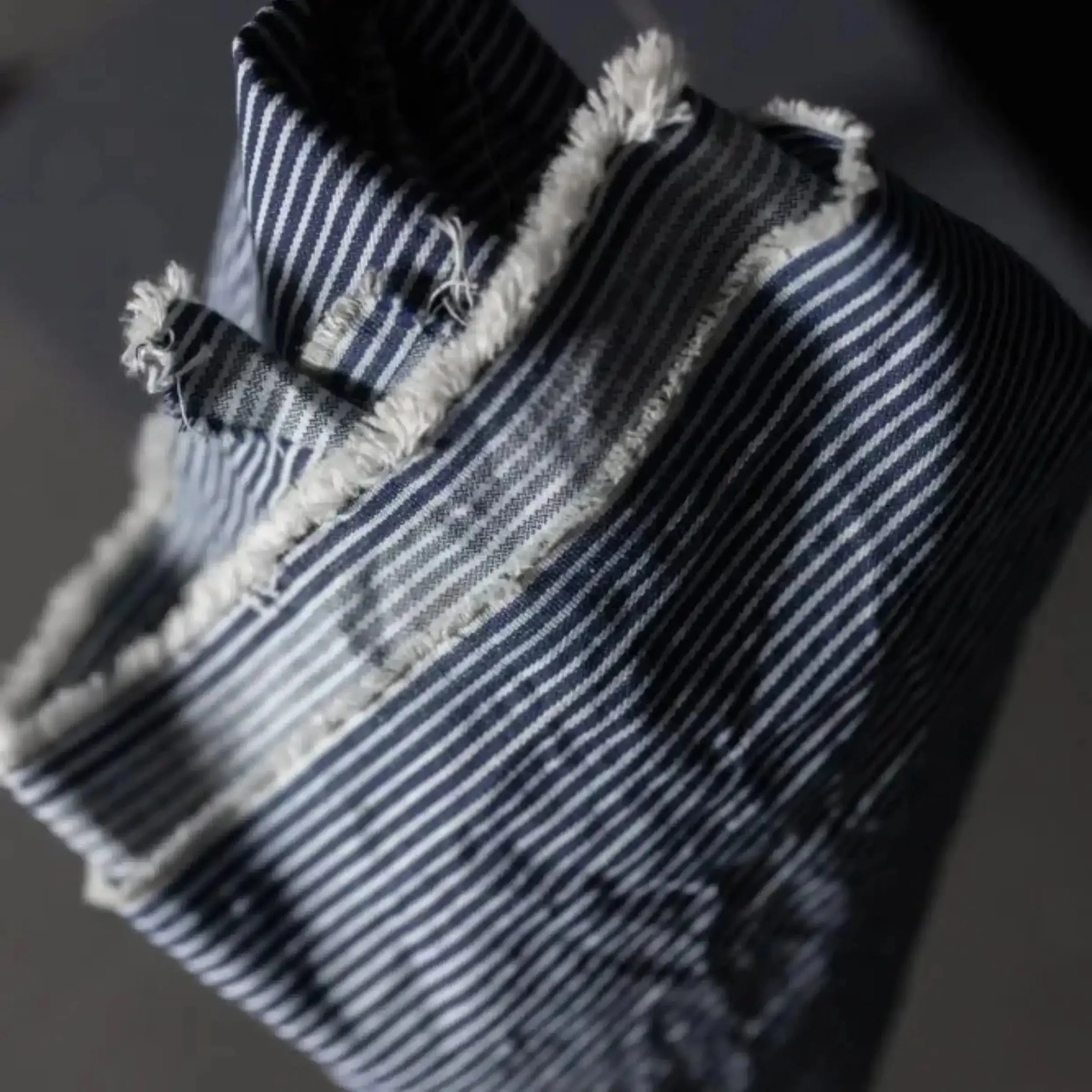 Denim Blue Hickory Stripe Organic Denim - Image 4
