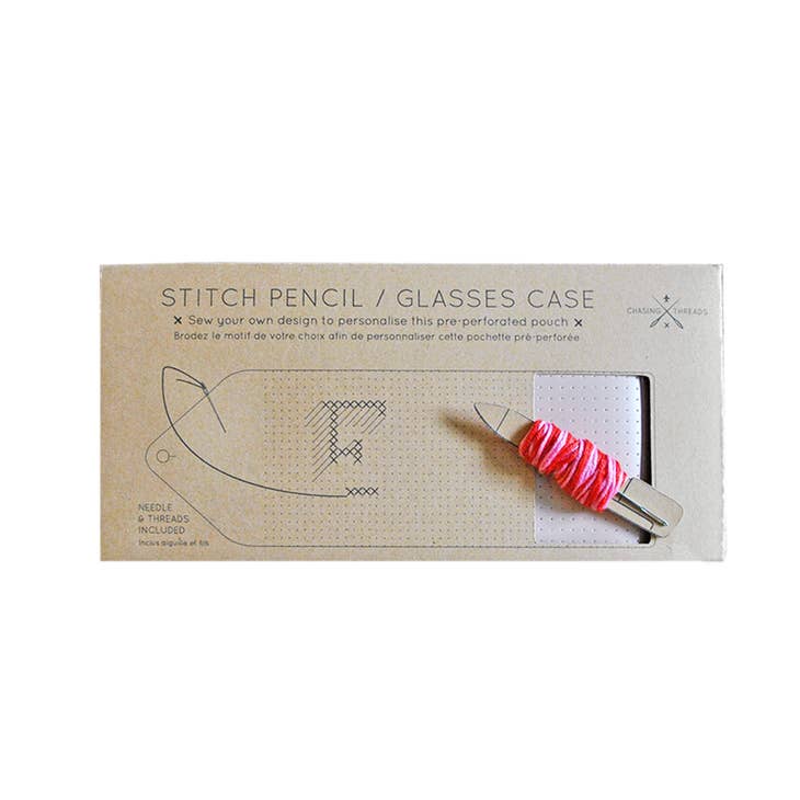 DIY Cross Stitch Envelope Case - Light Pink with Red Thread - Image 3