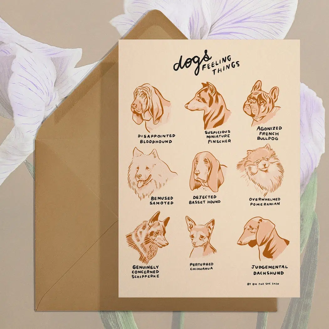 Dogs Feeling Things Greeting Card