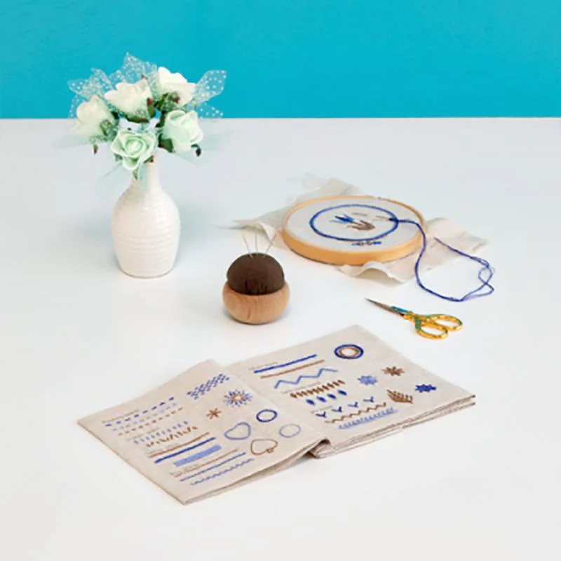 Embroidery Sampler Book - Blue