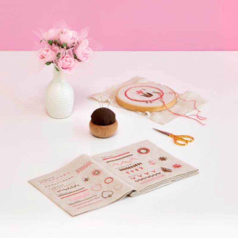 Embroidery Sampler Book - Pink