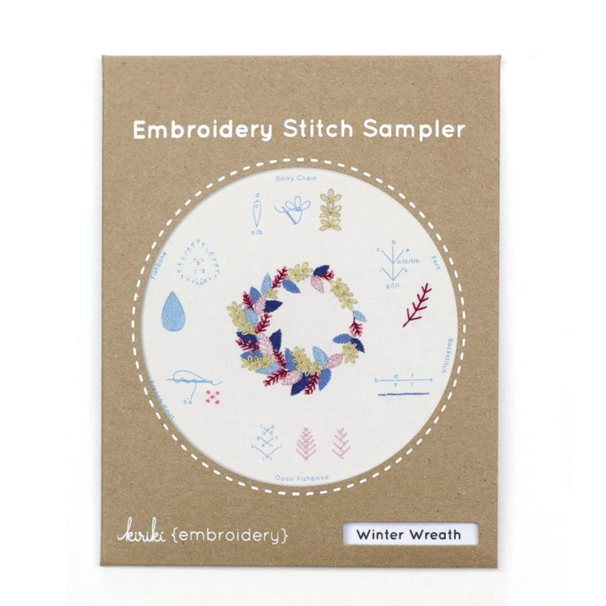 Winter Wreath Embroidery Stitch Sampler