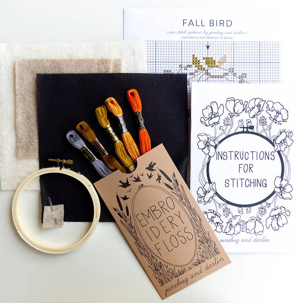 Fall Bird, 4" Cross Stitch Kit - Image 2