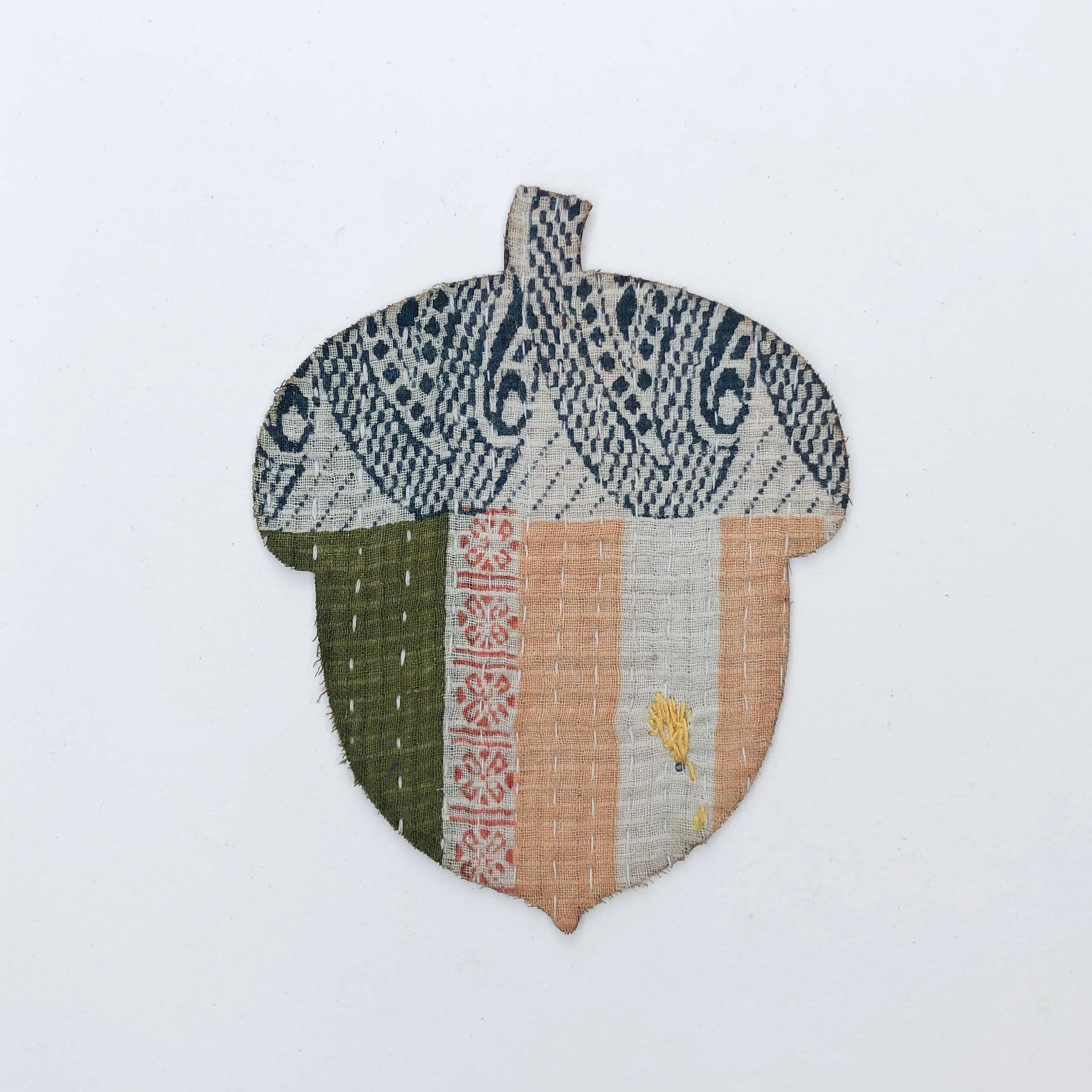 Medium Kantha Acorn Iron-On Patch