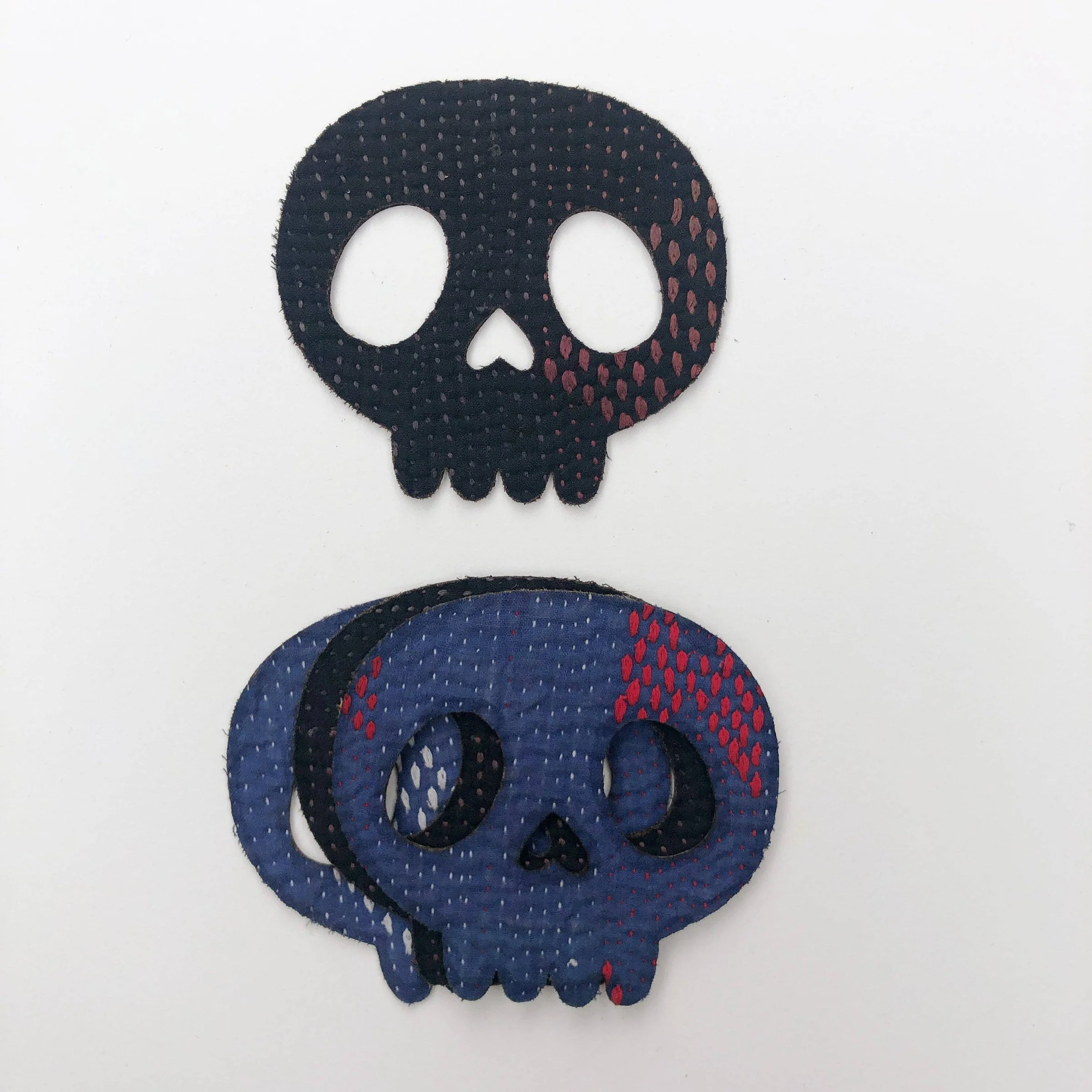 Medium Kantha Skull Iron-On Patch
