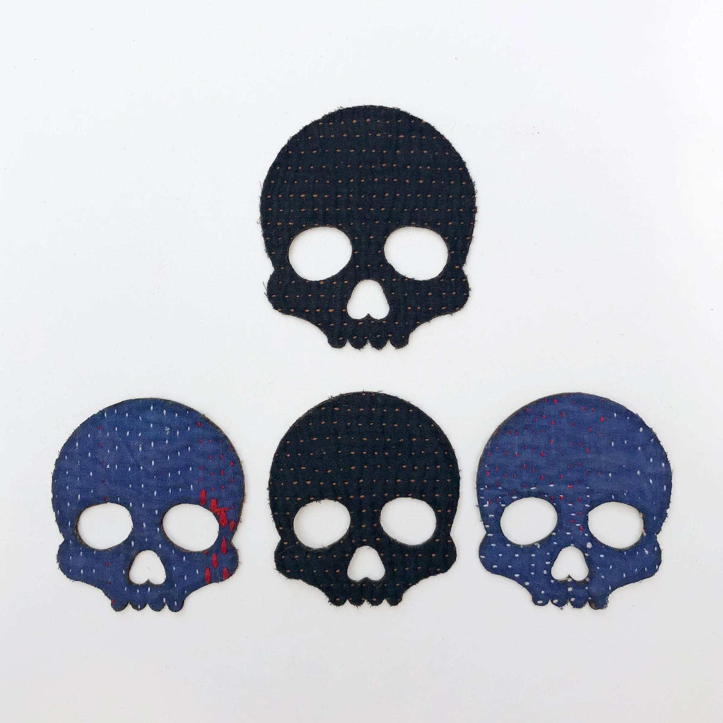 Small Kantha Skull Iron-On Patch
