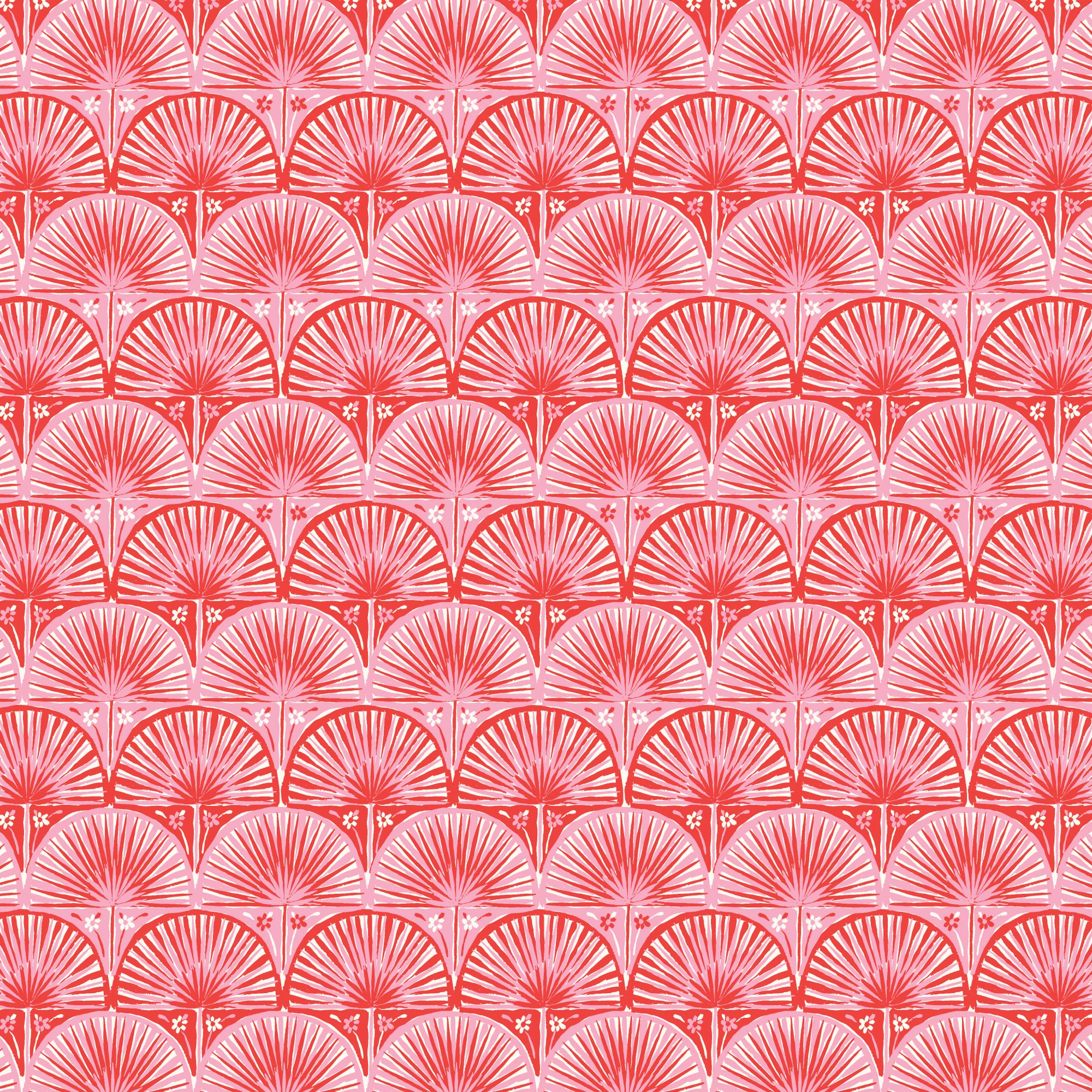 Fan Palm Scallop Red/Pink