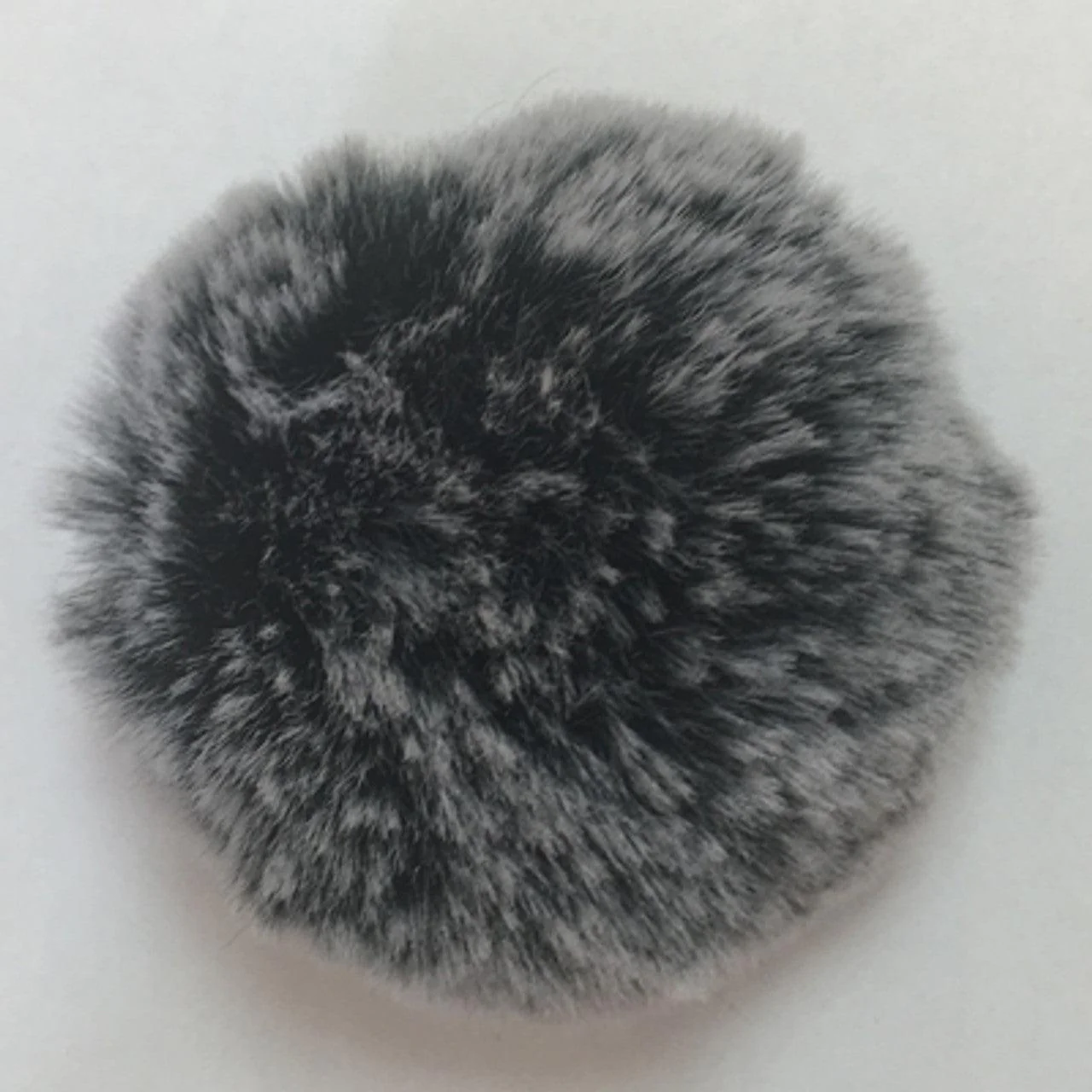 Faux Frosted Rabbit Fur Pompom - Frosted Black