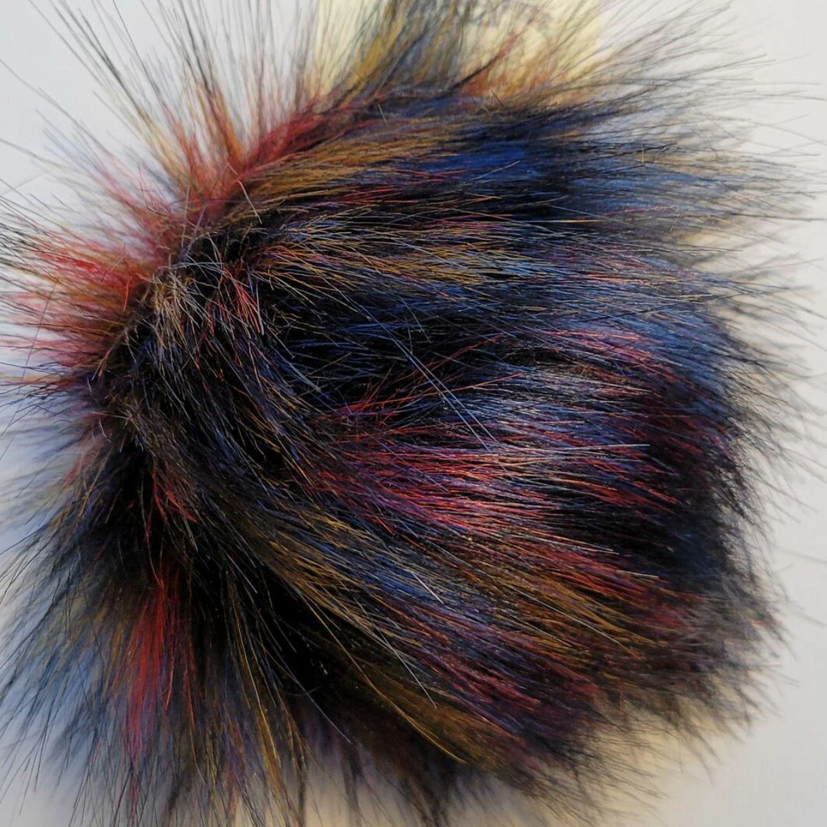 Faux Raccoon Fur Pompom - Multi Color on Black
