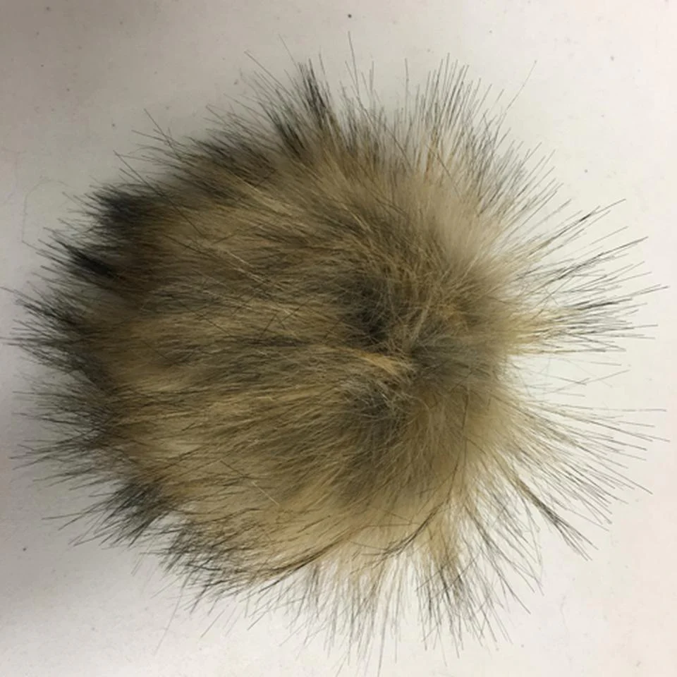 Faux Raccoon Fur Pompom - Tan