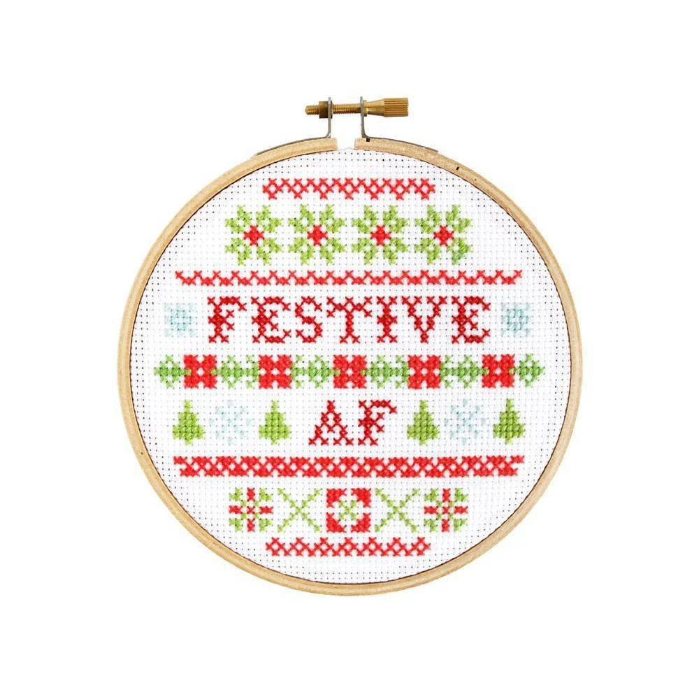 Festive AF DIY Cross Stitch Kit