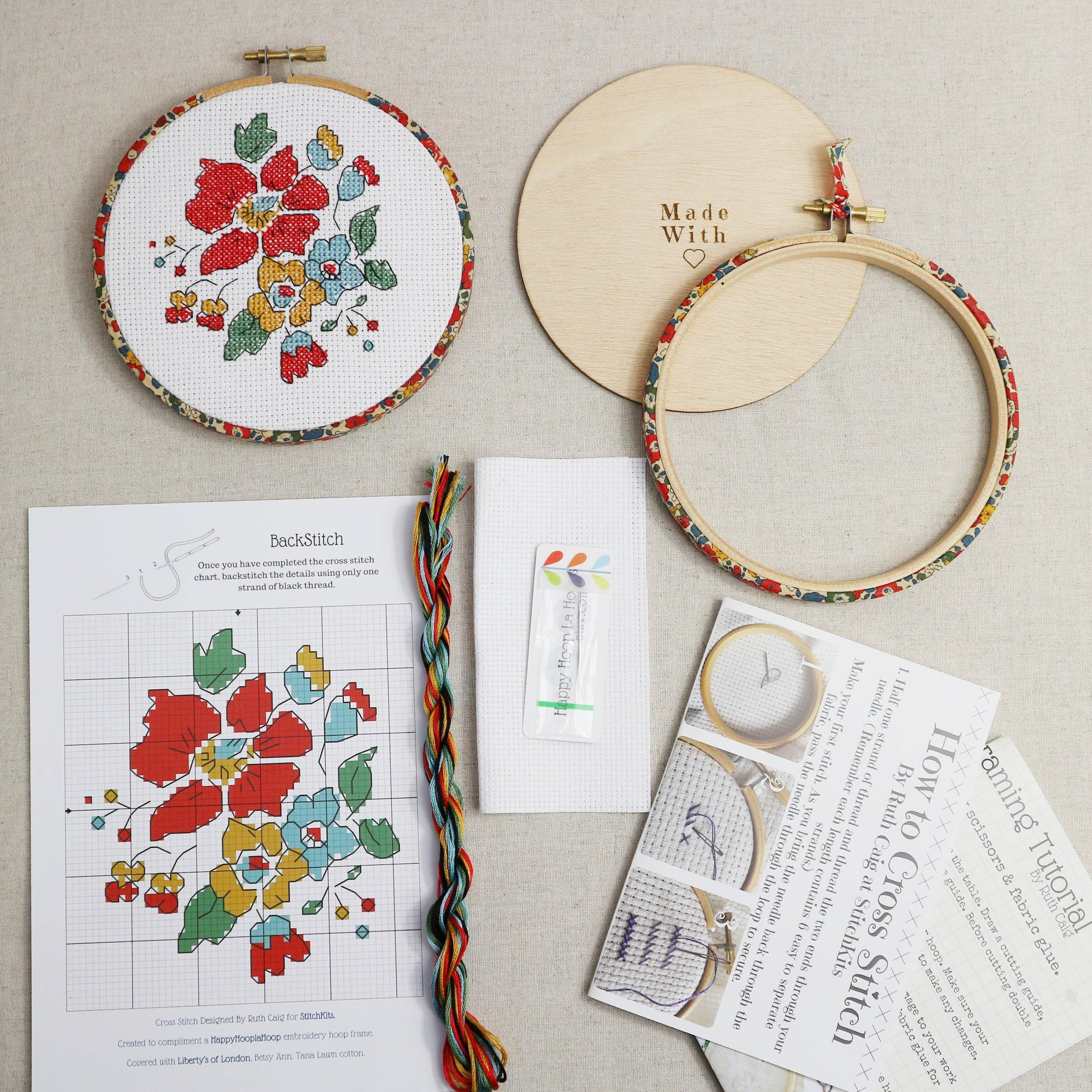 Floral Cross Stitch Kit, 5" Hoop - Image 3