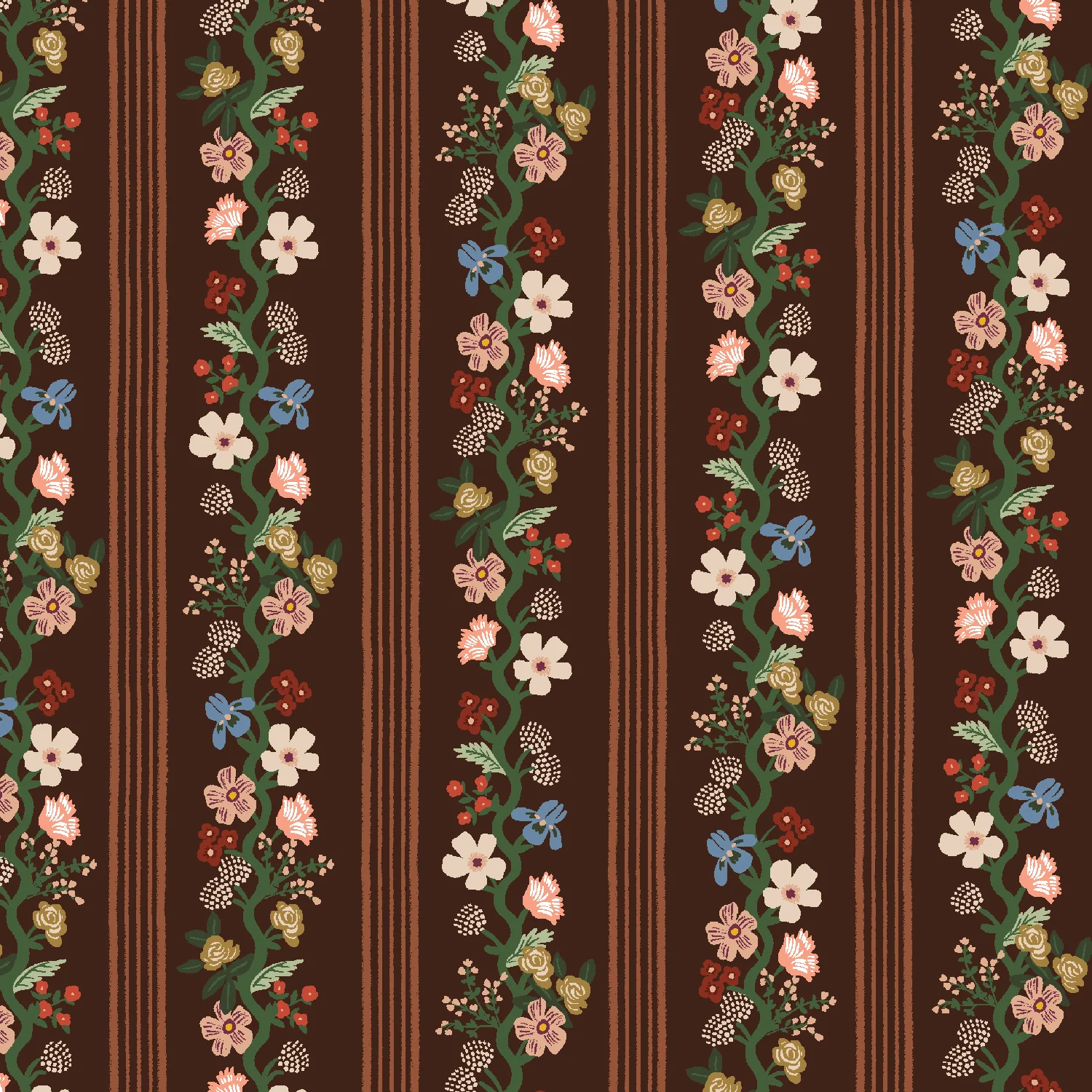 Floral Trellis Stripe Cocoa