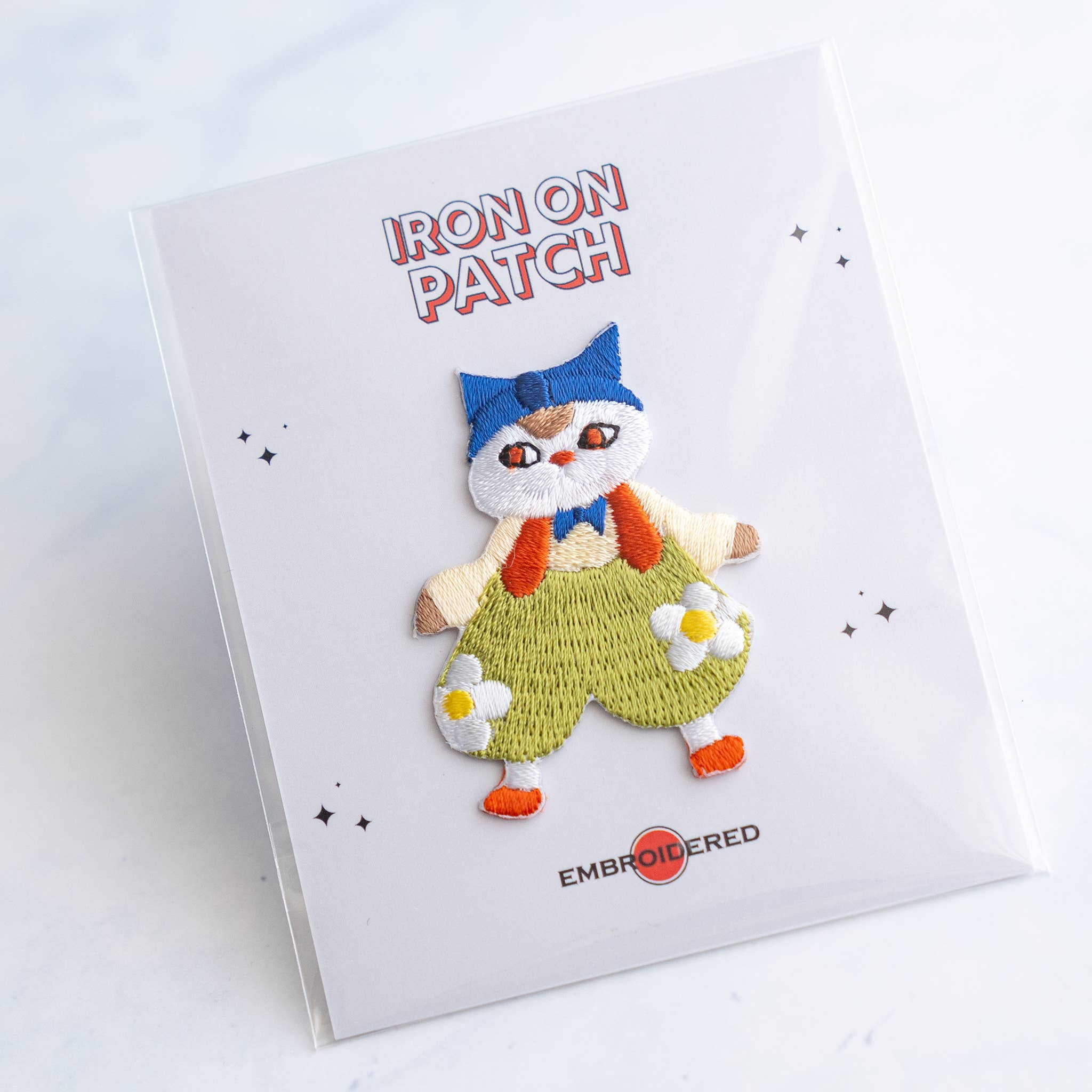 Flower Trouser Cat Iron-On Patch