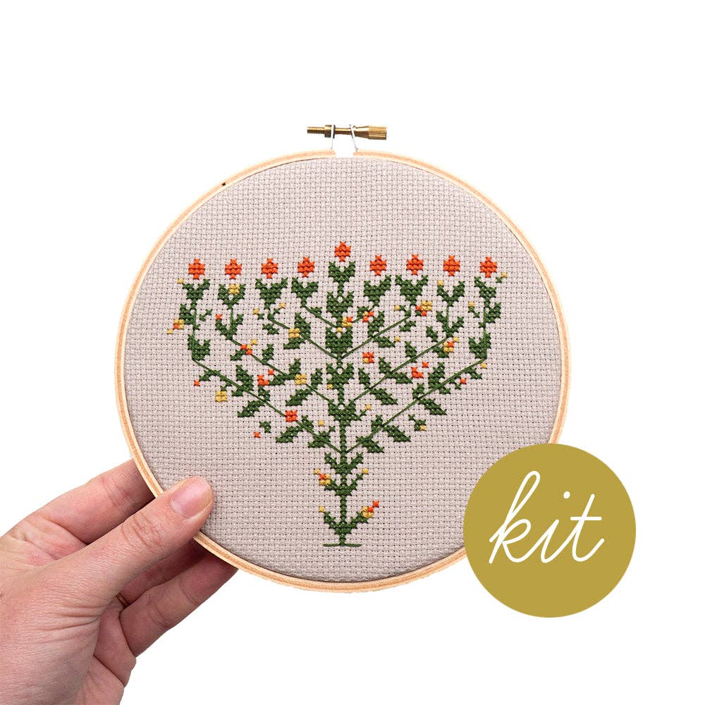 Flowering Menorah, 6" Cross Stitch Kit
