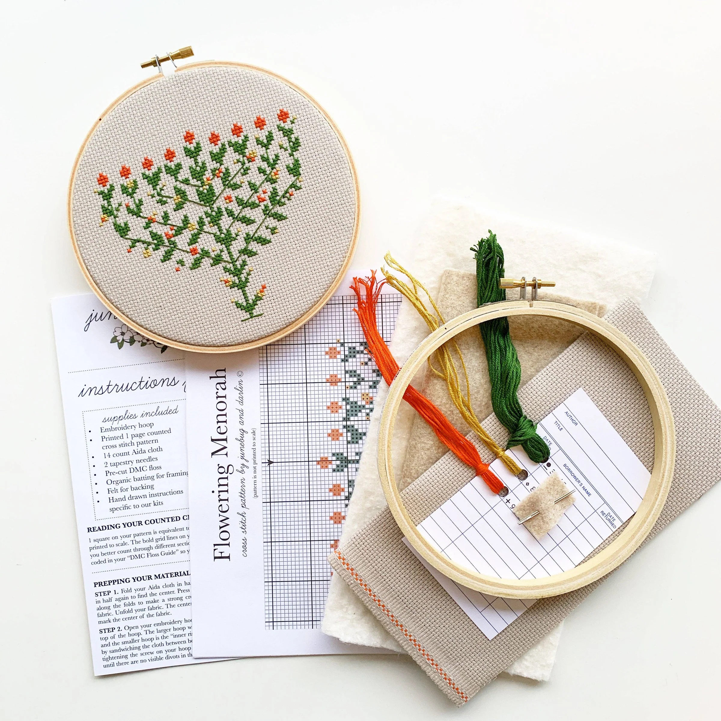 Flowering Menorah, 6" Cross Stitch Kit - Image 2