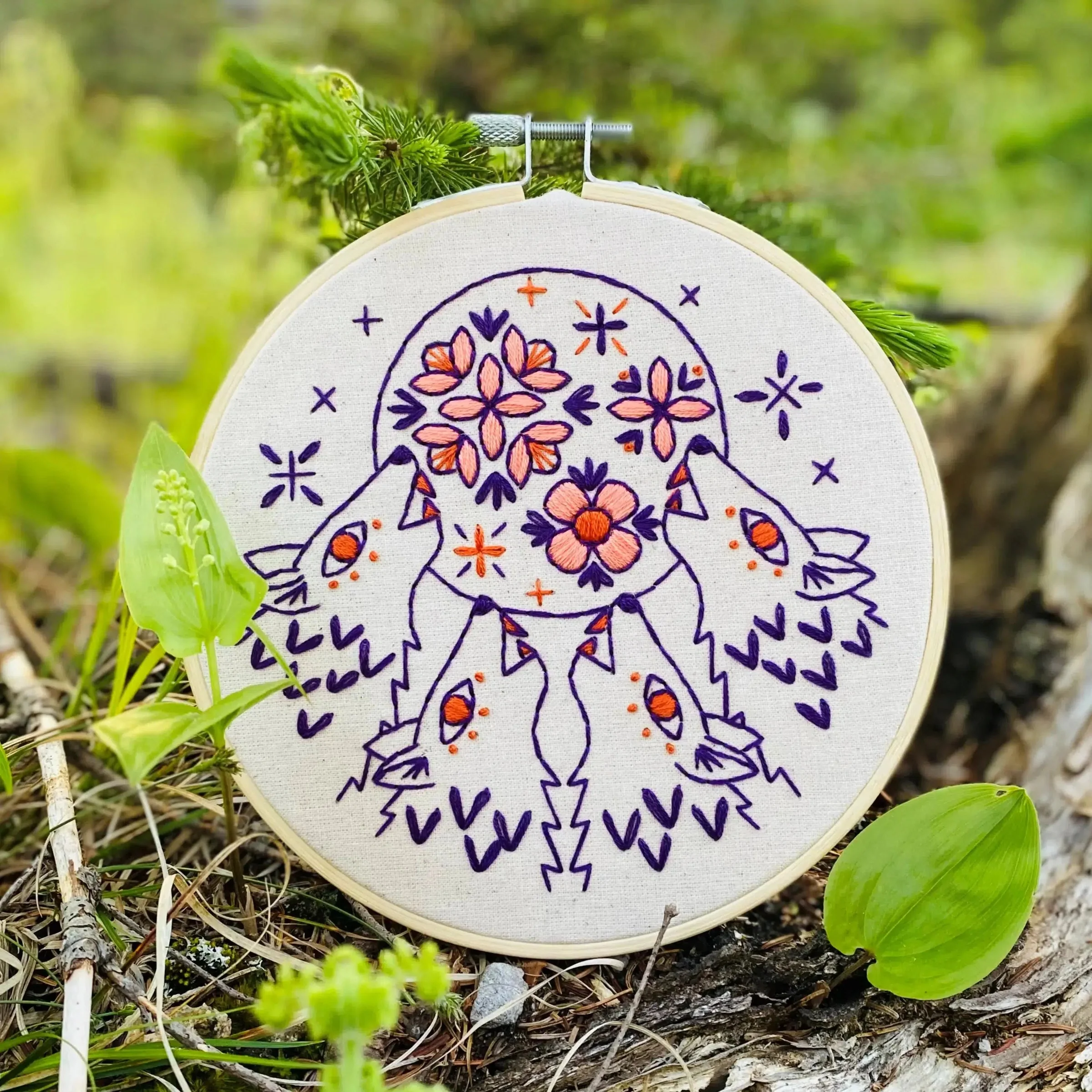 Folk Wolves Embroidery Kit