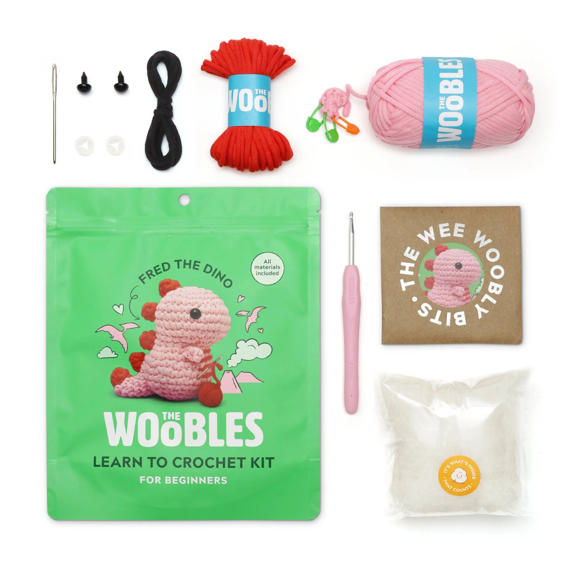 Fred the Pink Dinosaur Crochet Kit - Image 2