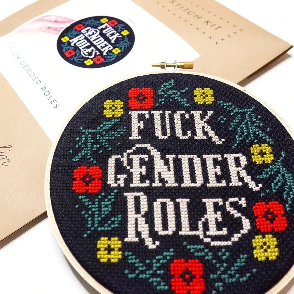 Fuck Gender Roles, 6" Cross Stitch Kit - Image 4