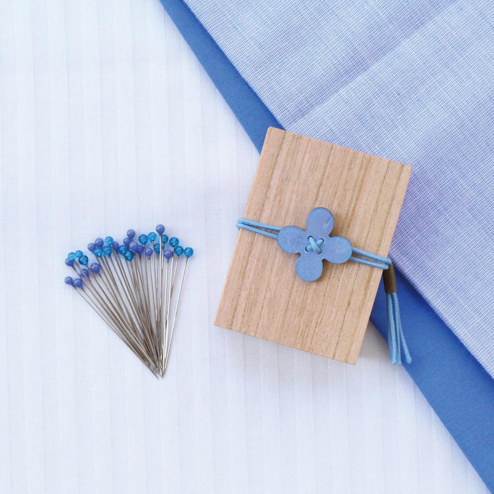 Glass Sewing Pins in a Cherry-Wood Box - Image 4