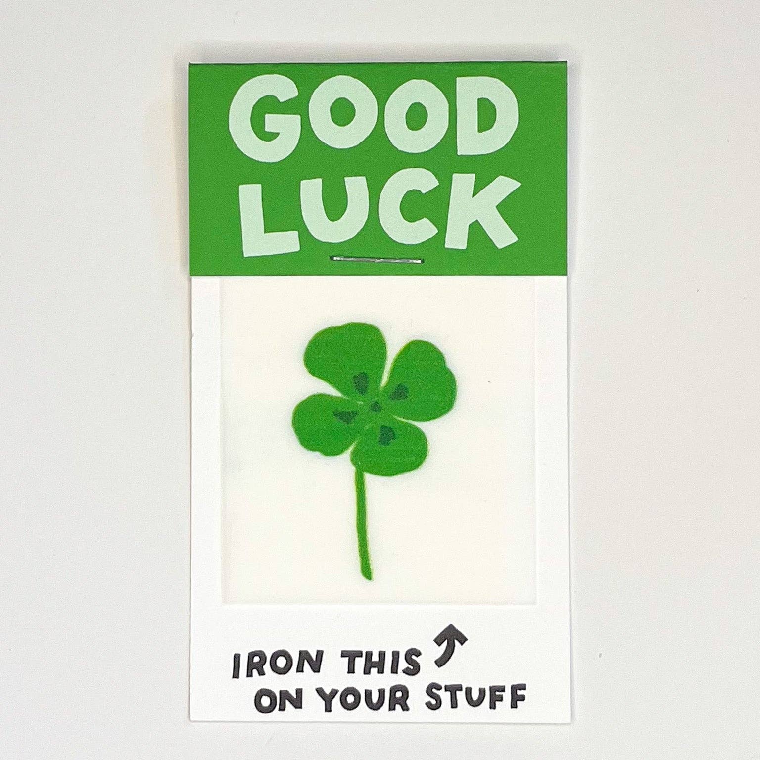 Good Luck Four Leaf Clover Iron-On Transfer & Card