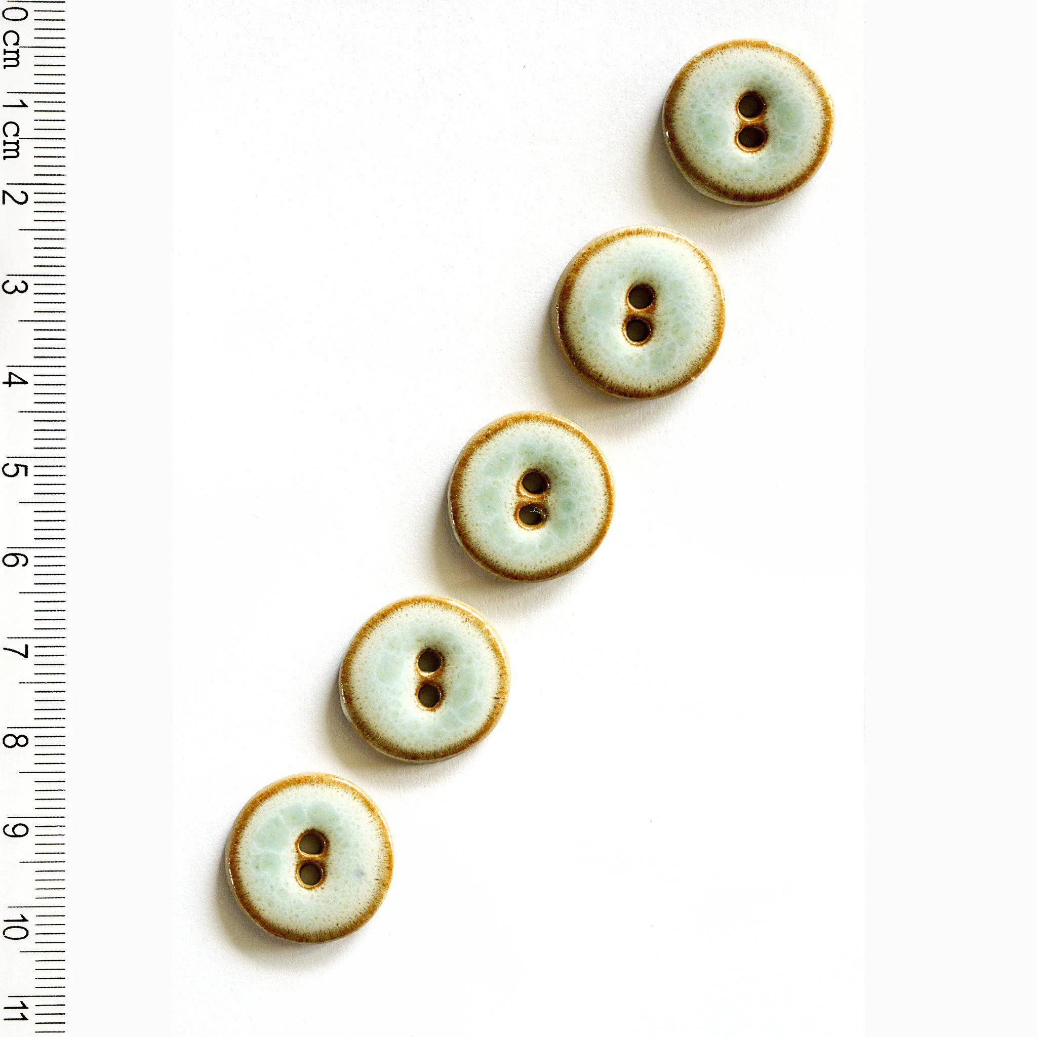 Teal Buttons with Brown Edges