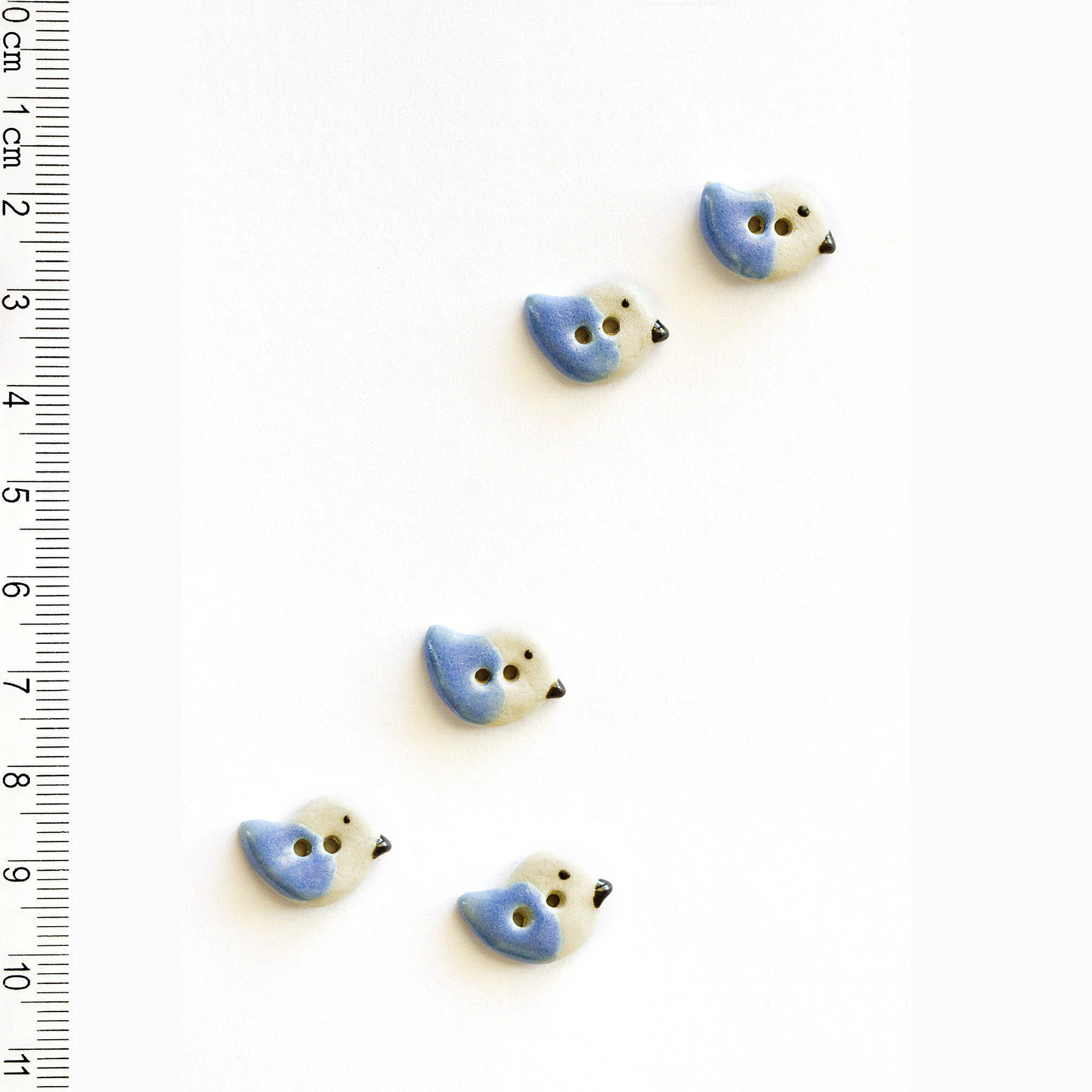 Tiny Blue and White Bird Buttons