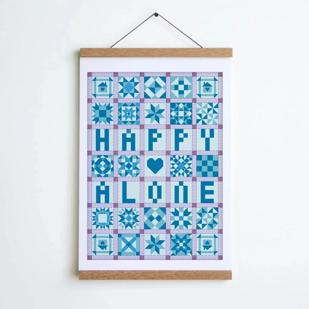 Happy Alone Patchwork Print