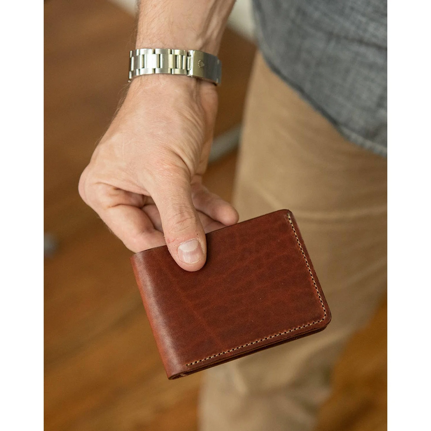 Harness Leather Bifold Wallet - Bourbon - Image 3