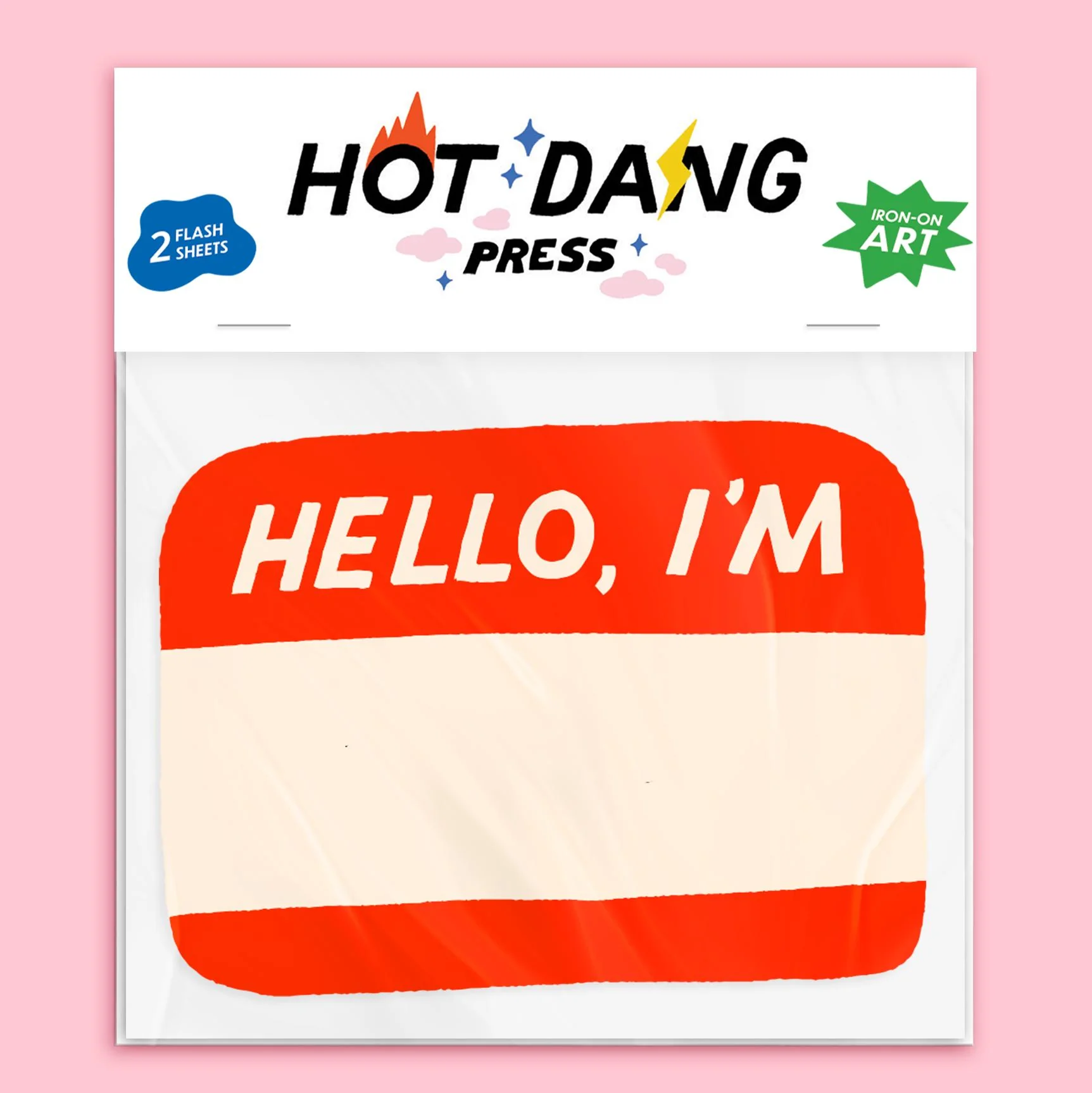 Hello I'm Blank Name Tag Iron-On Transfer Sheet